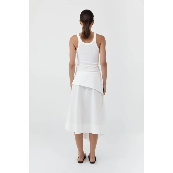 St. Agni Detachable Belt Asymm Skirt in Off White, view 5