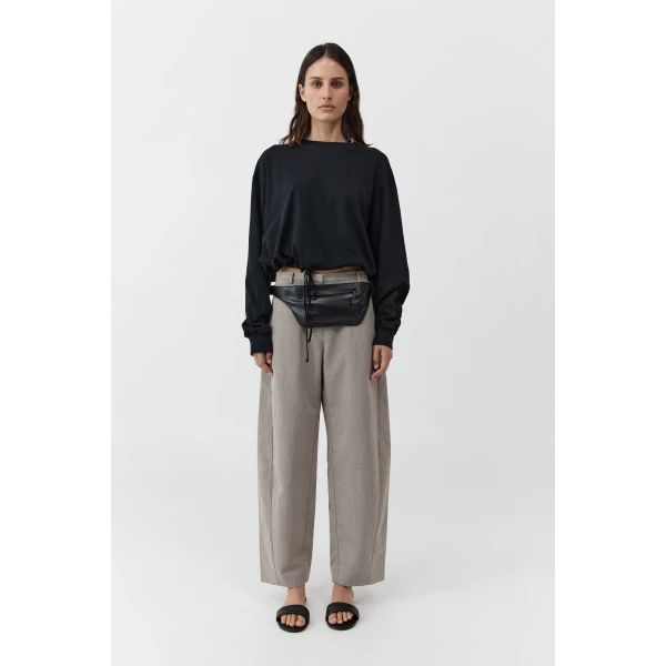 St. Agni Drawstring Long Sleeve Top in Black, view 2