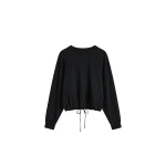 St. Agni Drawstring Long Sleeve Top in Black