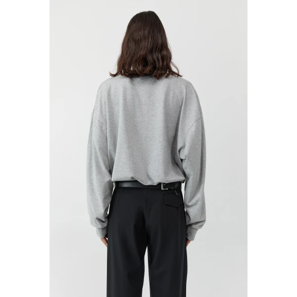 St. Agni Drawstring Long Sleeve Top in Light Grey Marle, view 4