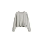 St. Agni Drawstring Long Sleeve Top in Light Grey Marle