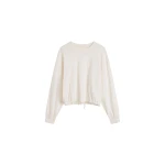 St. Agni Drawstring Long Sleeve Top in Off White