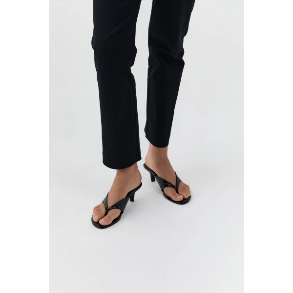 St. Agni Everyday Thong Heel 50 in Croc Embossed Black, view 4