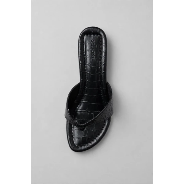 St. Agni Everyday Thong Heel 50 in Croc Embossed Black, view 5