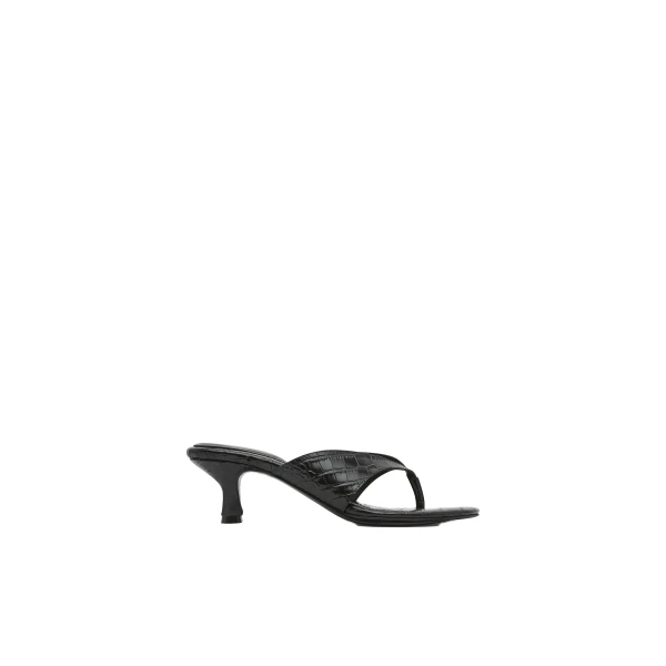 Everyday Thong Heel 50 in Croc Embossed Black