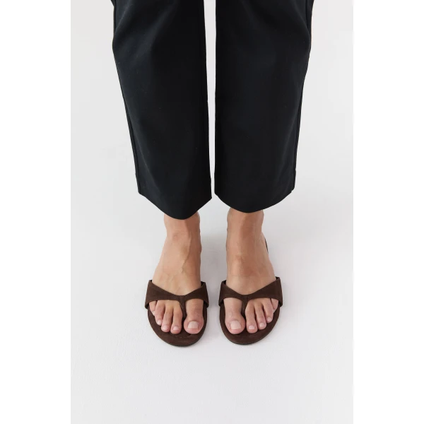 St. Agni Everyday Thong in Coffee Suede, view 2