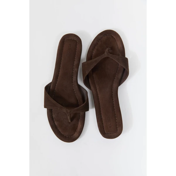 St. Agni Everyday Thong in Coffee Suede, view 3