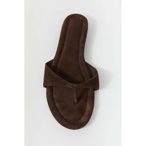 St. Agni Everyday Thong in Coffee Suede, view 5