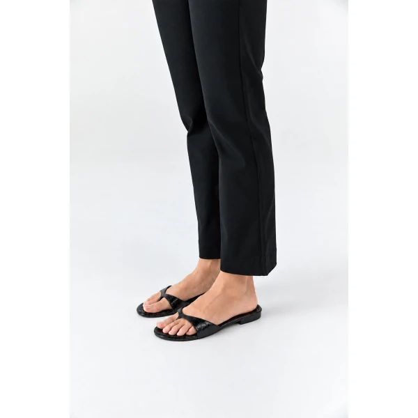 St. Agni Everyday Thong in Croc Embossed Black, view 2