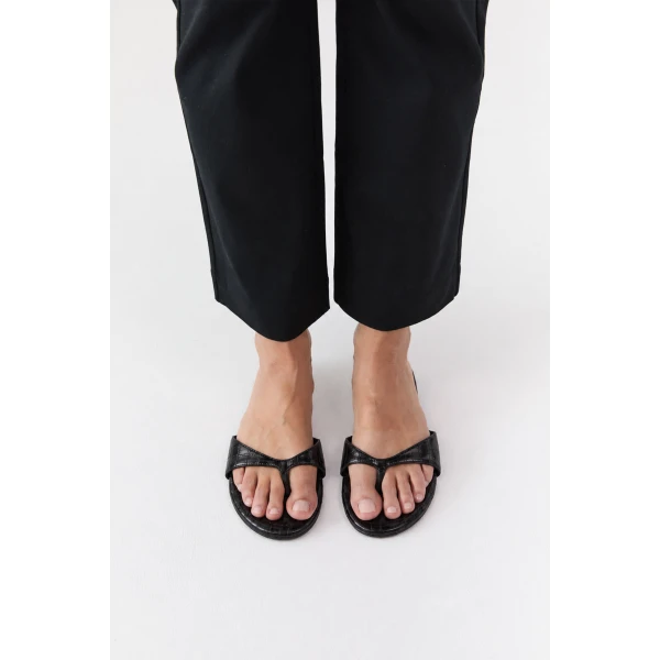 St. Agni Everyday Thong in Croc Embossed Black, view 4