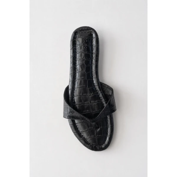 St. Agni Everyday Thong in Croc Embossed Black, view 5