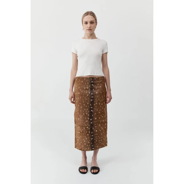 St. Agni Fawn Pencil Skirt in Almond, view 2