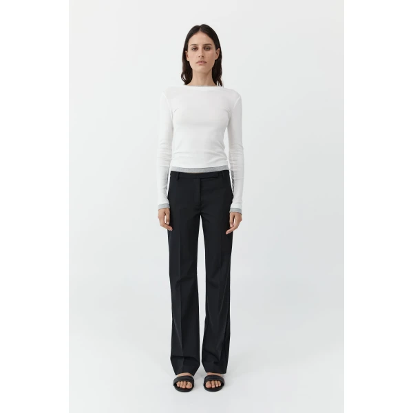 St. Agni Fine Band 90s Pants in Black, view 2