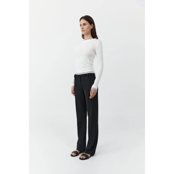 St. Agni Fine Band 90s Pants in Black, view 4