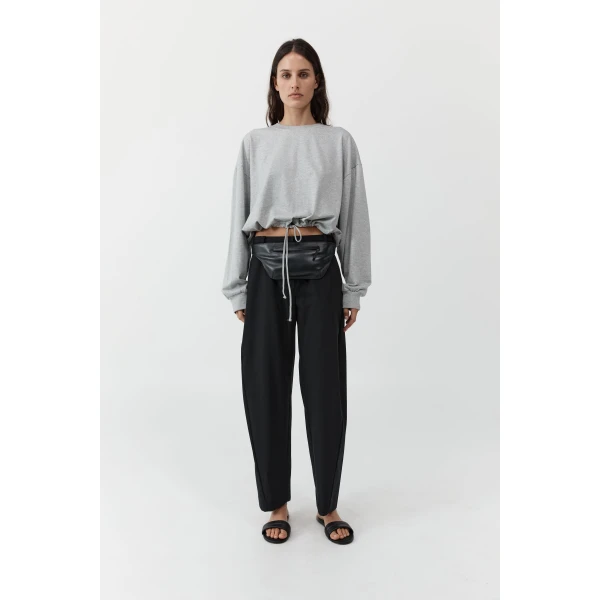 St. Agni Fine Band Balloon Pants in Black, view 3