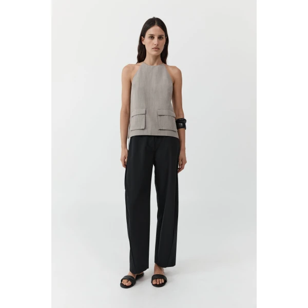 St. Agni Fine Band Balloon Pants in Black, view 6