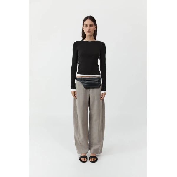 St. Agni Fine Band Balloon Pants in Pebble Melange, view 2
