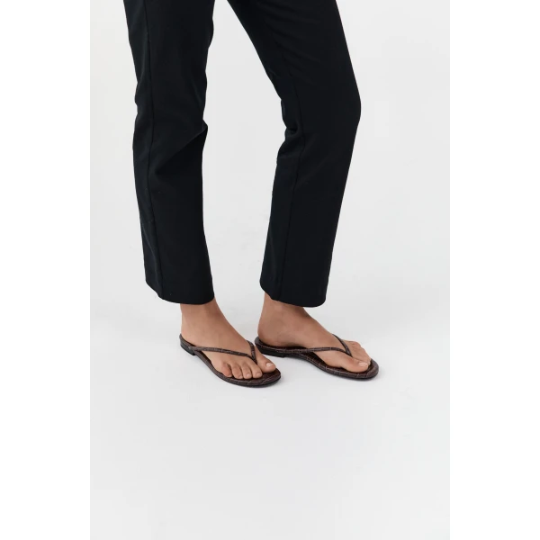 St. Agni Fine Flip Flop in Croc Embossed Coffee, view 2