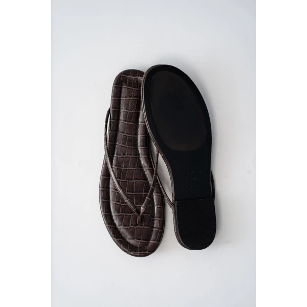 St. Agni Fine Flip Flop in Croc Embossed Coffee, view 3