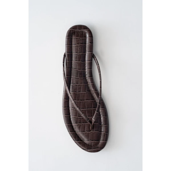 St. Agni Fine Flip Flop in Croc Embossed Coffee, view 5