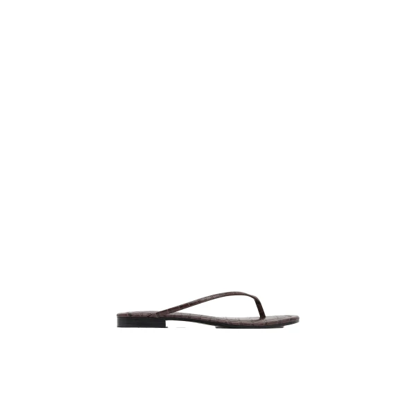 St. Agni Fine Flip Flop in Croc Embossed Coffee