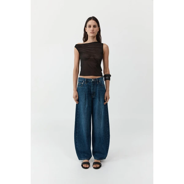 St. Agni Fine Jersey Asymm Top in Black, view 3