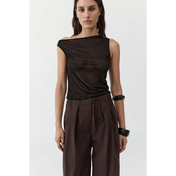 St. Agni Fine Jersey Asymm Top in Black, view 6
