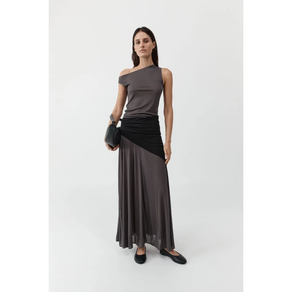 St. Agni Fine Jersey Asymm Top in Soot, view 3