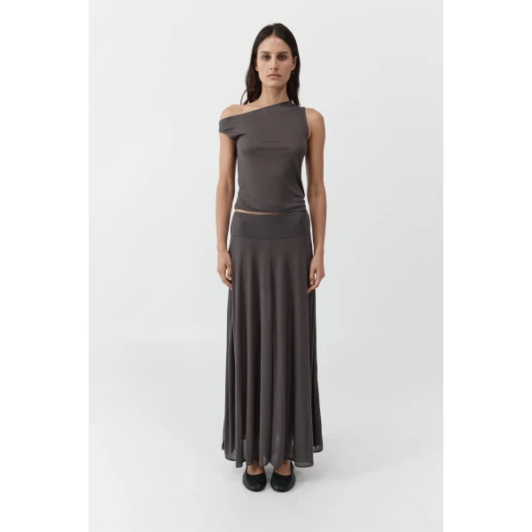 St. Agni Fine Jersey Asymm Top in Soot, view 4