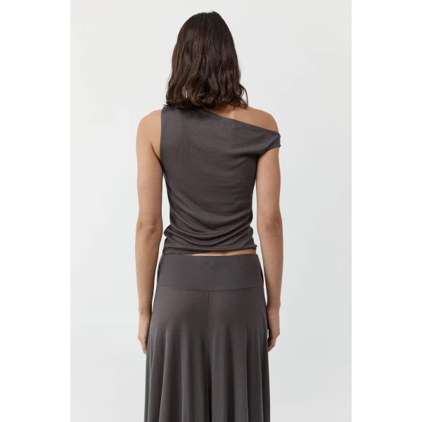 St. Agni Fine Jersey Asymm Top in Soot, view 5