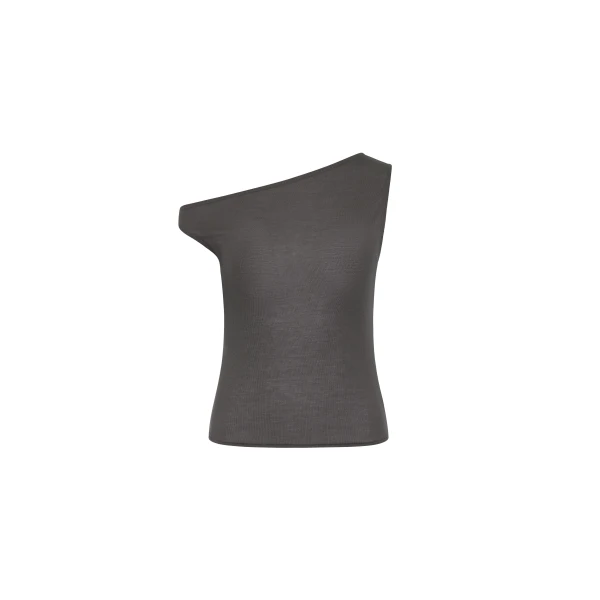 Fine Jersey Asymm Top in Soot