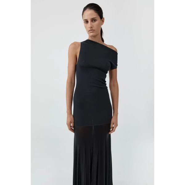 St. Agni Fine Jersey Circle Hem Dress in Charcoal, view 6