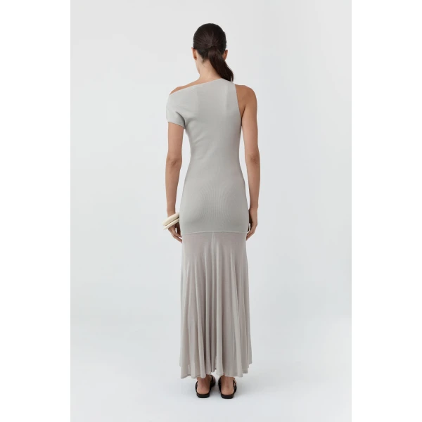 St. Agni Fine Jersey Circle Hem Dress in Soft Ash, view 5