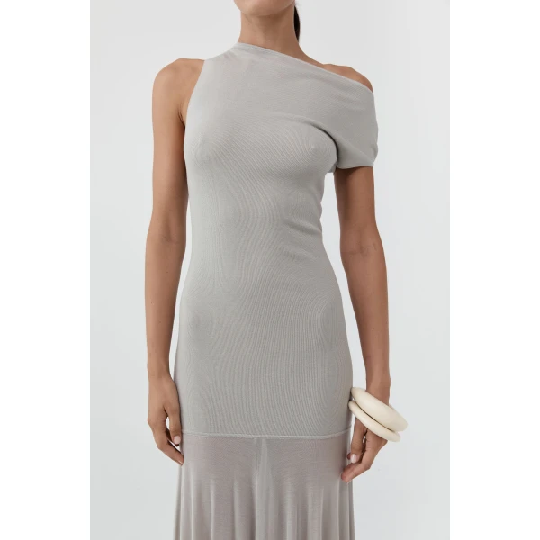 St. Agni Fine Jersey Circle Hem Dress in Soft Ash, view 6