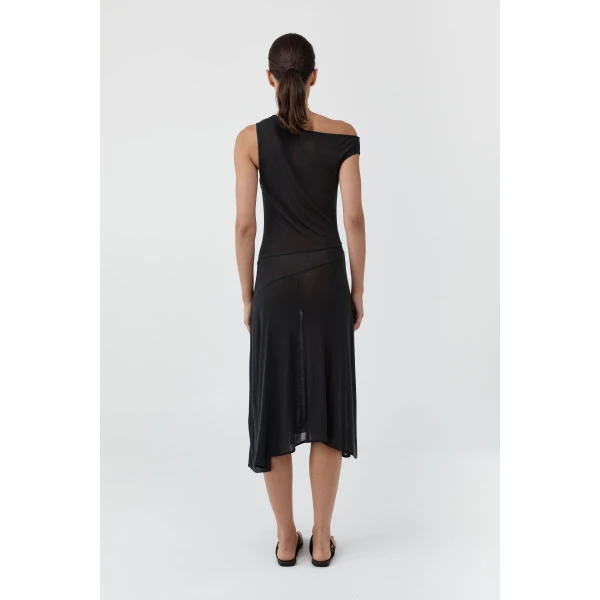 St. Agni Fine Jersey Off Shoulder Dress in Charcoal, view 5