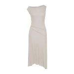 St. Agni Fine Jersey Off Shoulder Dress in Soft Ash