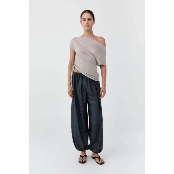 St. Agni Fine Jersey Off Shoulder Top in Soft Ash, view 3