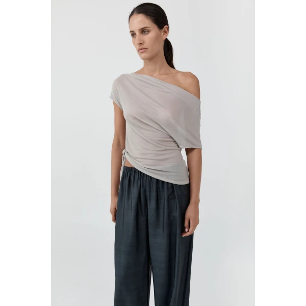 St. Agni Fine Jersey Off Shoulder Top in Soft Ash, view 6