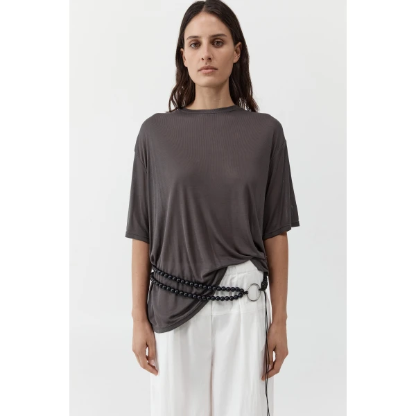 St. Agni Fine Jersey Relaxed Tee in Soot, view 2