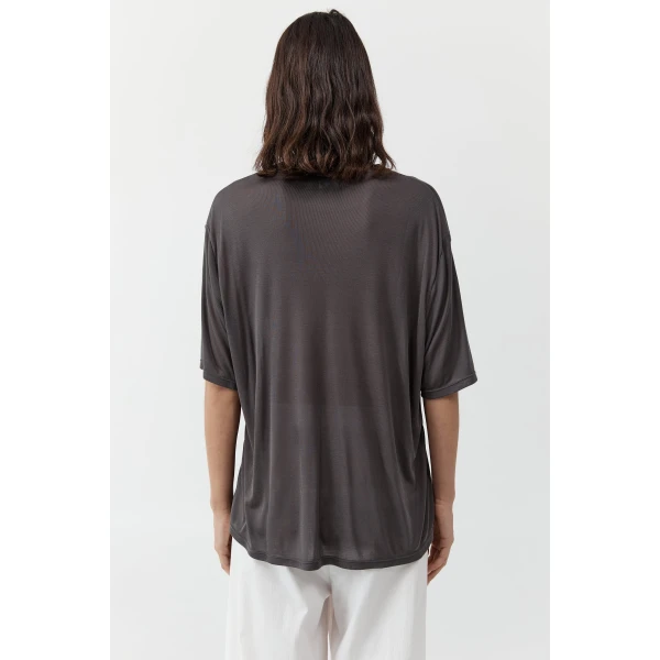 St. Agni Fine Jersey Relaxed Tee in Soot, view 4
