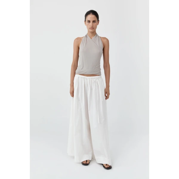 St. Agni Fine Jersey Wrap Halter Top in Soft Ash, view 3