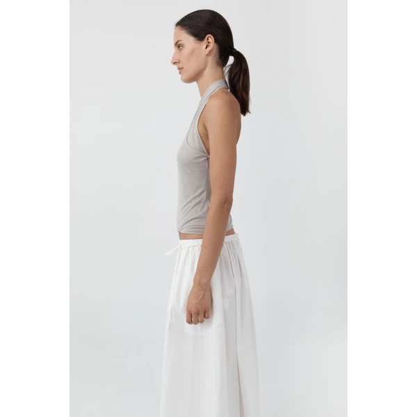 St. Agni Fine Jersey Wrap Halter Top in Soft Ash, view 6