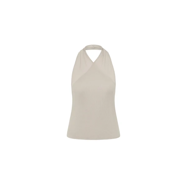 St. Agni Fine Jersey Wrap Halter Top in Soft Ash