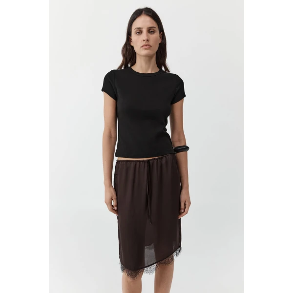 St. Agni Fine Lace Skirt in Bark, view 2