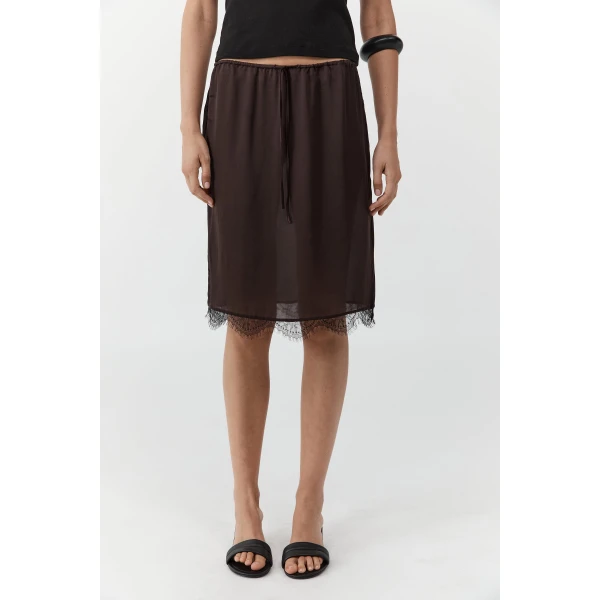 St. Agni Fine Lace Skirt in Bark, view 3