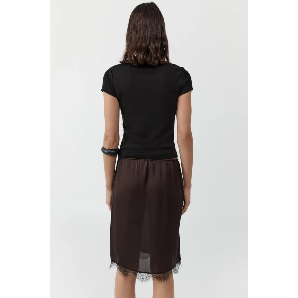 St. Agni Fine Lace Skirt in Bark, view 5