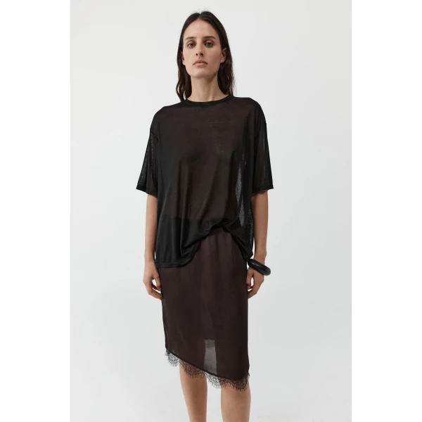 St. Agni Fine Lace Skirt in Bark, view 6