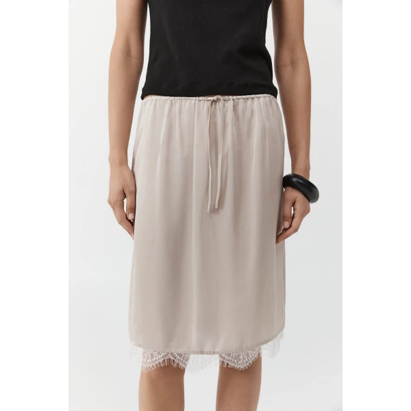 St. Agni Fine Lace Skirt in Stone, view 4