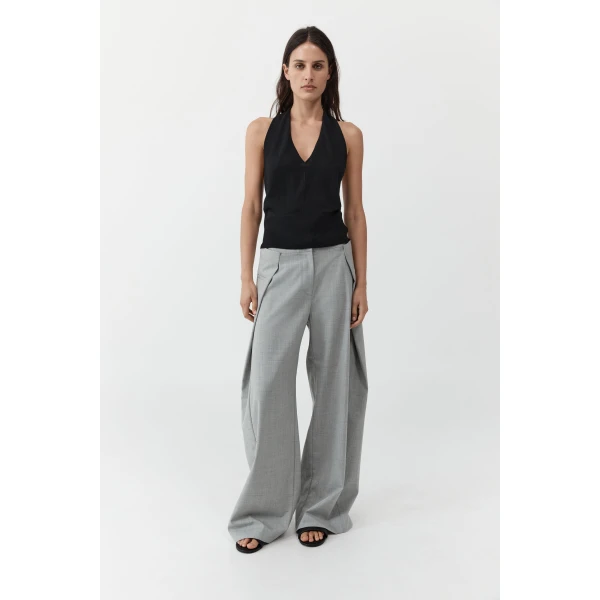 St. Agni Fine Merino Halter Top in Black, view 2