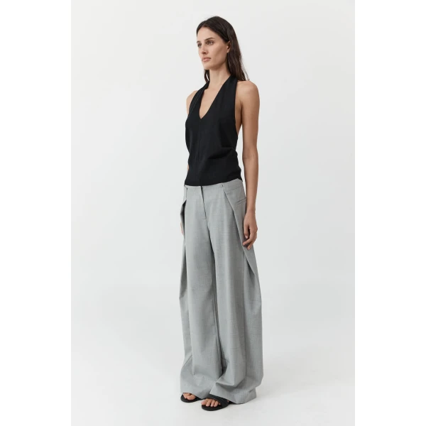 St. Agni Fine Merino Halter Top in Black, view 4